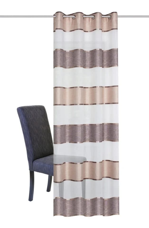 HOME WOHNIDEEN Vorhang WALTER Cappuccino Querstreifen Polyester Ösenschal - Bild 5