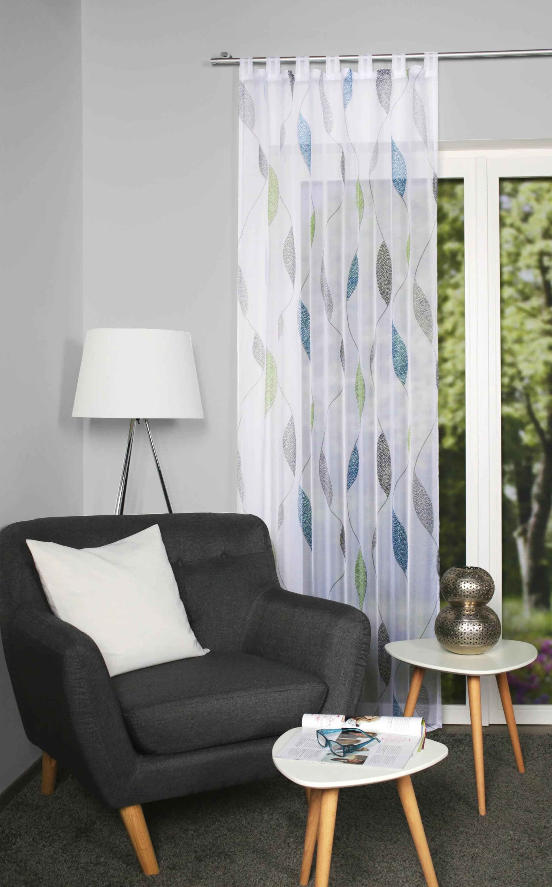 HOME WOHNIDEEN Vorhang PAOLO Blau-Grün Voile Schlaufenschal