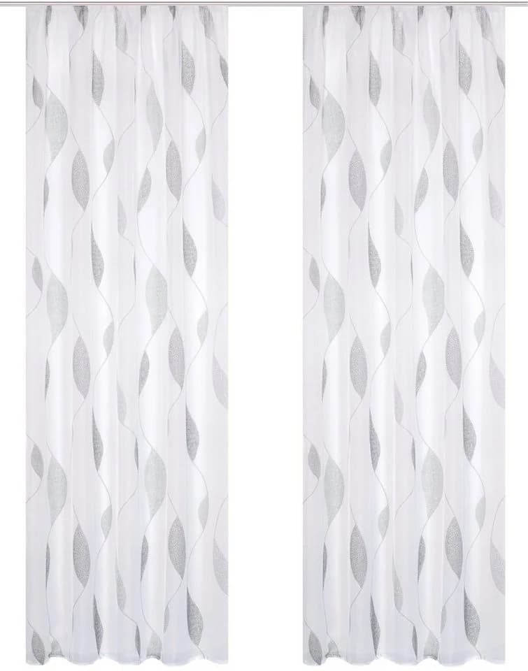 HOME WOHNIDEEN Vorhang PAOLO Grau Transparent Voile 2er Pack - Bild 2