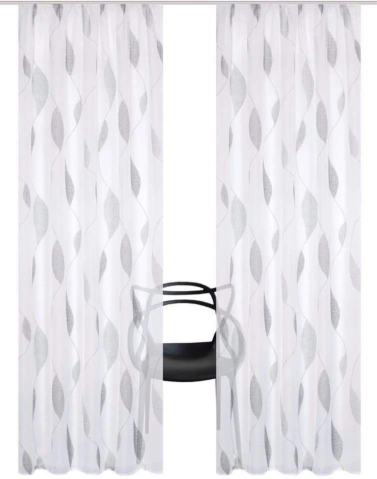 HOME WOHNIDEEN Vorhang PAOLO Grau Transparent Voile 2er Pack - Bild 3