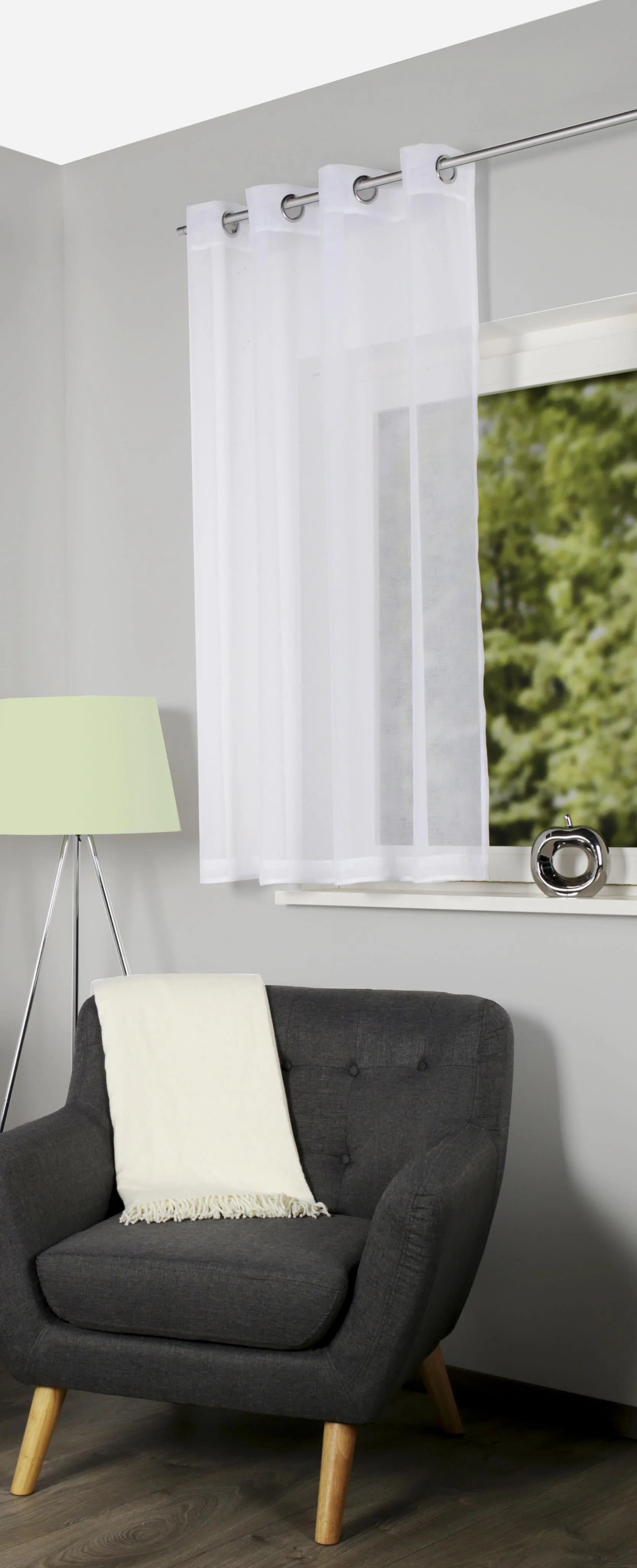 HOME BASICS DOLLY Vorhang Weiß 140x225 cm Voile Ösenschal