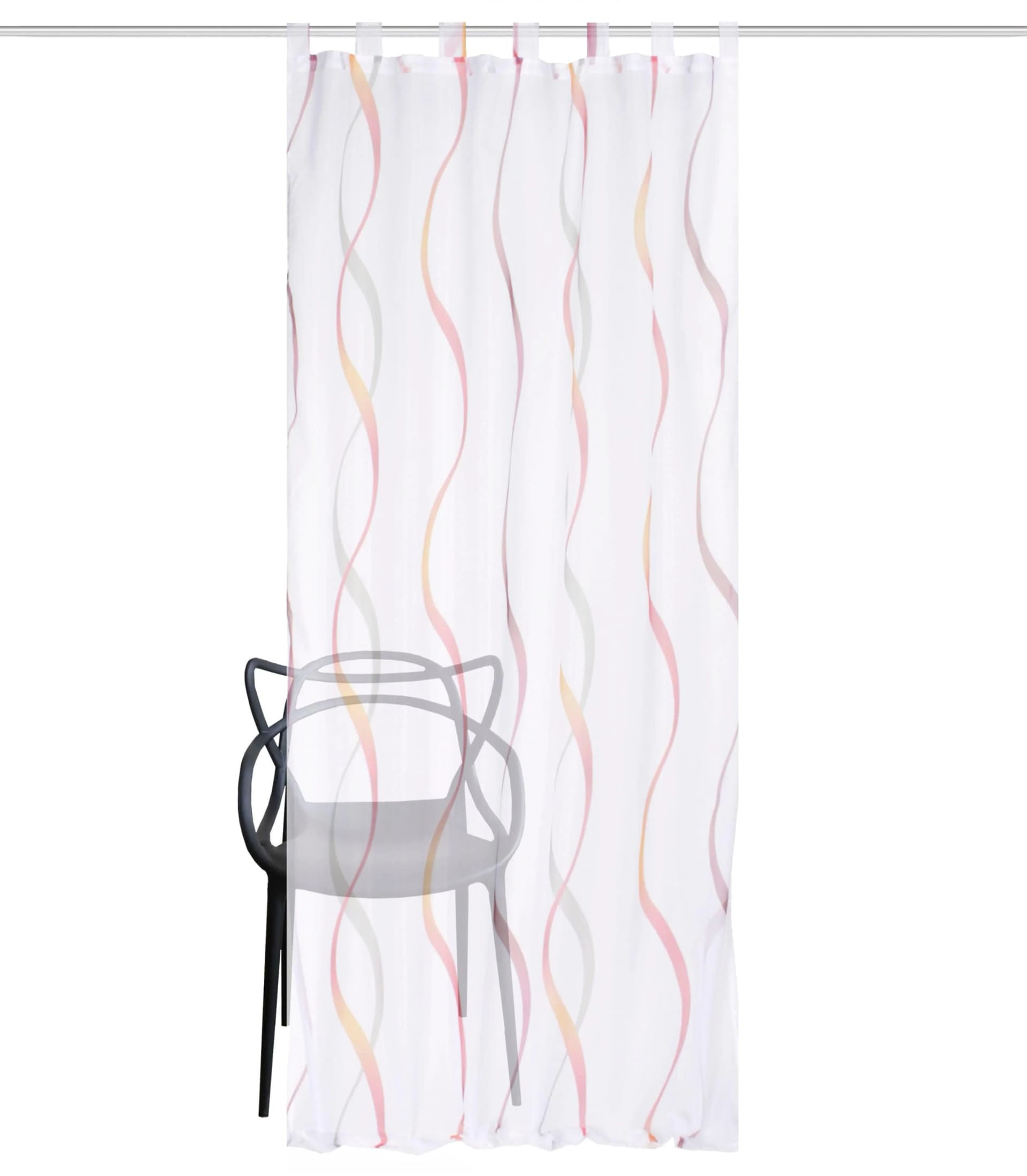 HOME WOHNIDEEN Schlaufenschal Vorhang Rot Bedruckt Voile