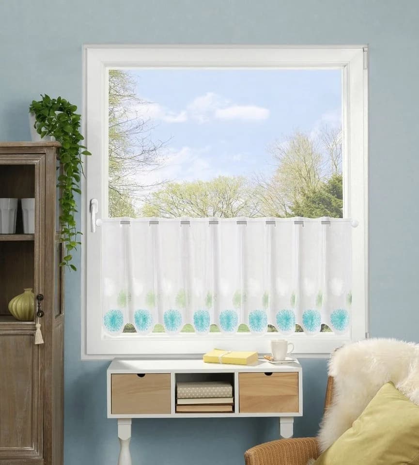 HOME WOHNIDEEN Scheibengardine Rawlins 45x140cm Ösen Transparent Bunt