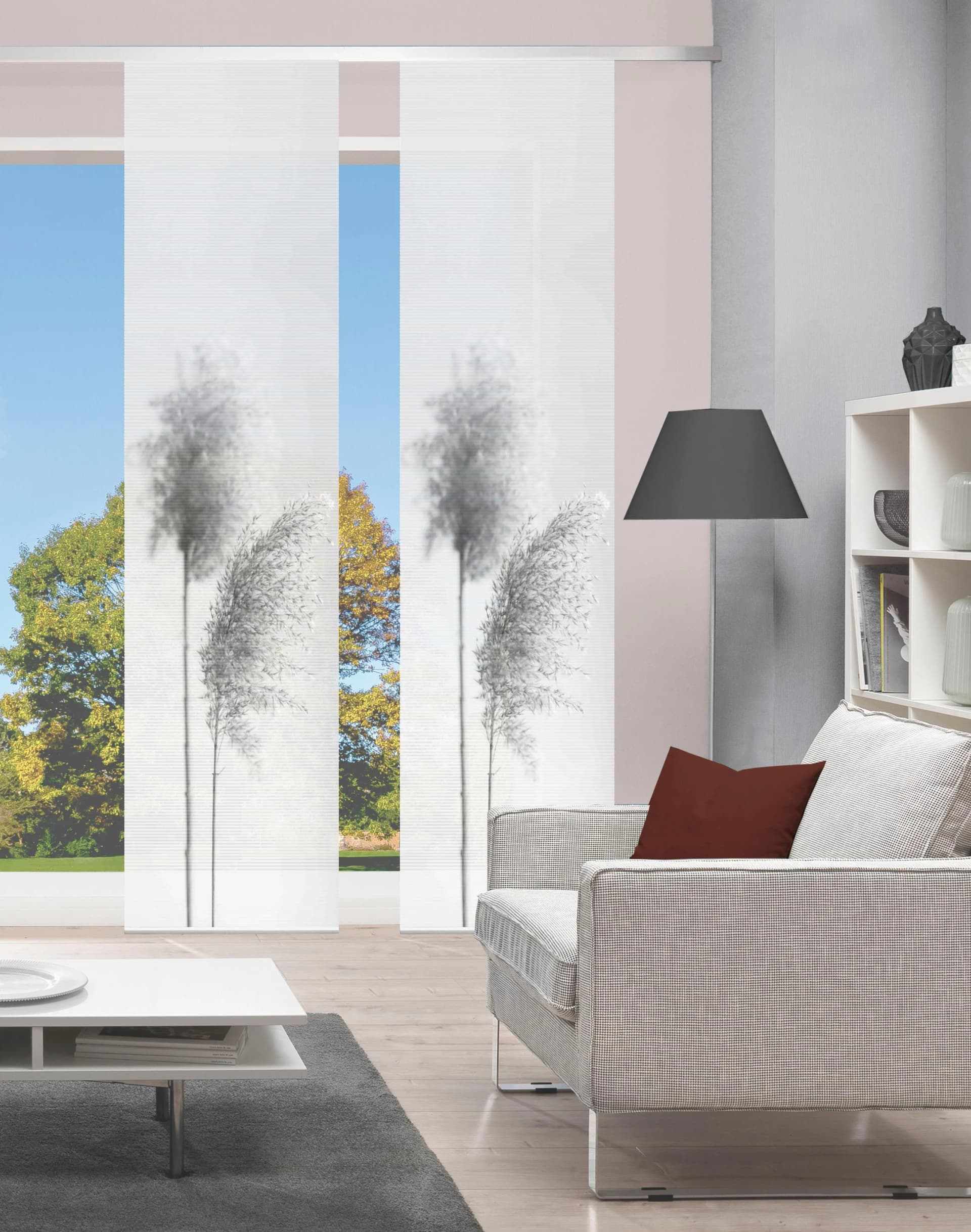 VISION S Schiebegardine IRLOS 2er Set Grau Digitaldruck