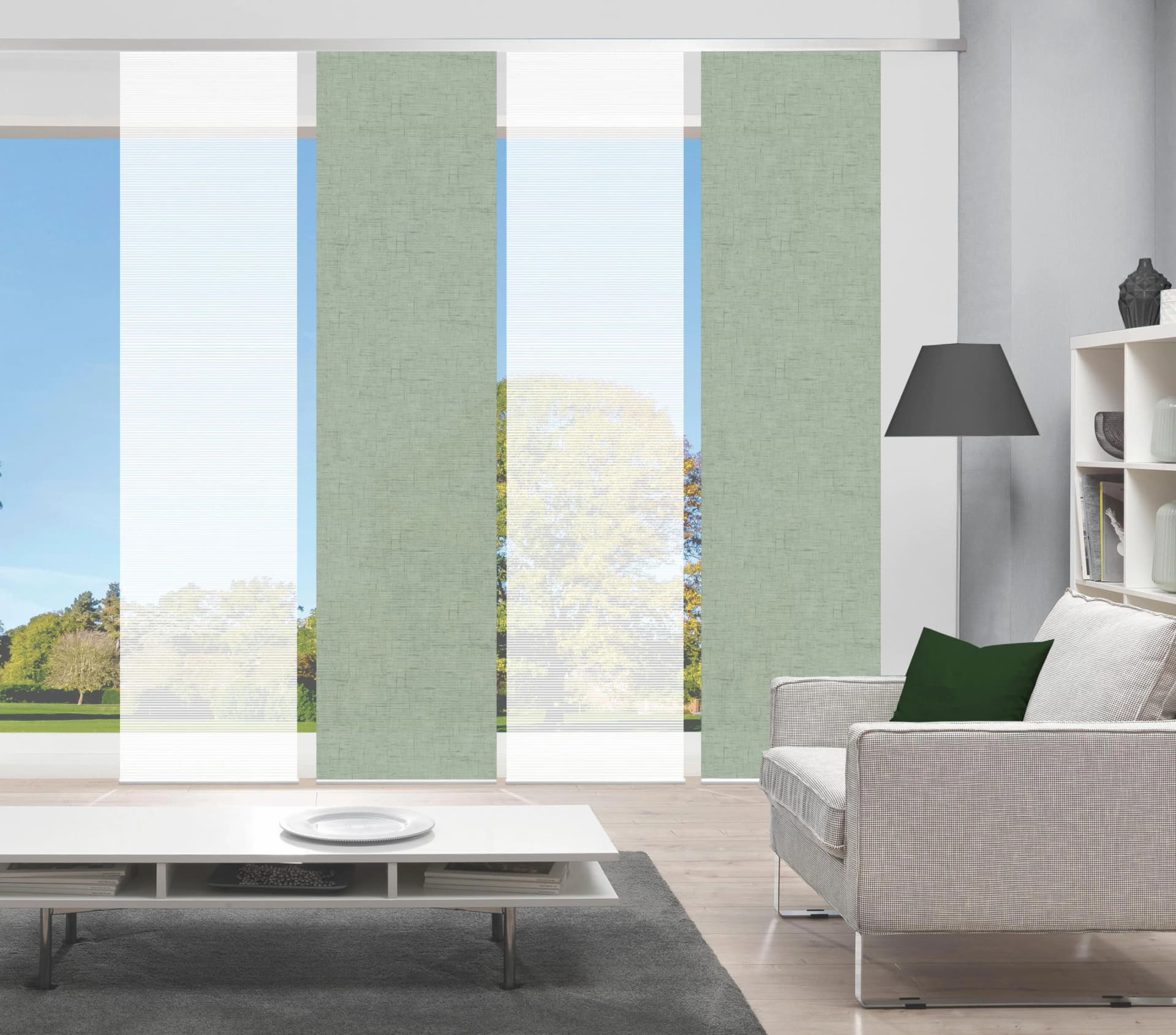 VISION S Schiebegardine PIVE 4er Set Grün Bambus-Optik