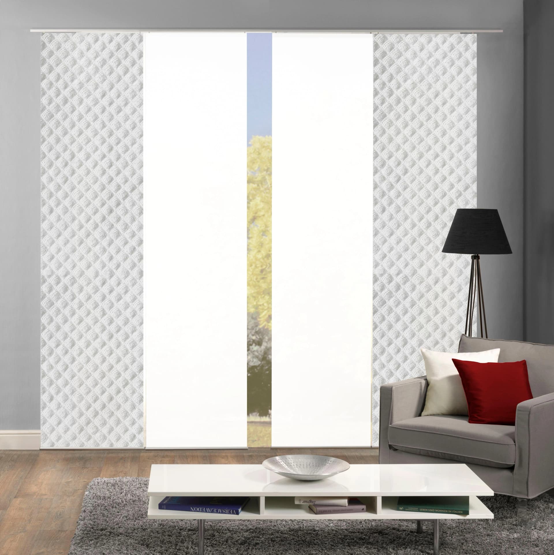 HOME WOHNIDEEN MARPENT Schiebegardine 4er Set Grau Seidenoptik