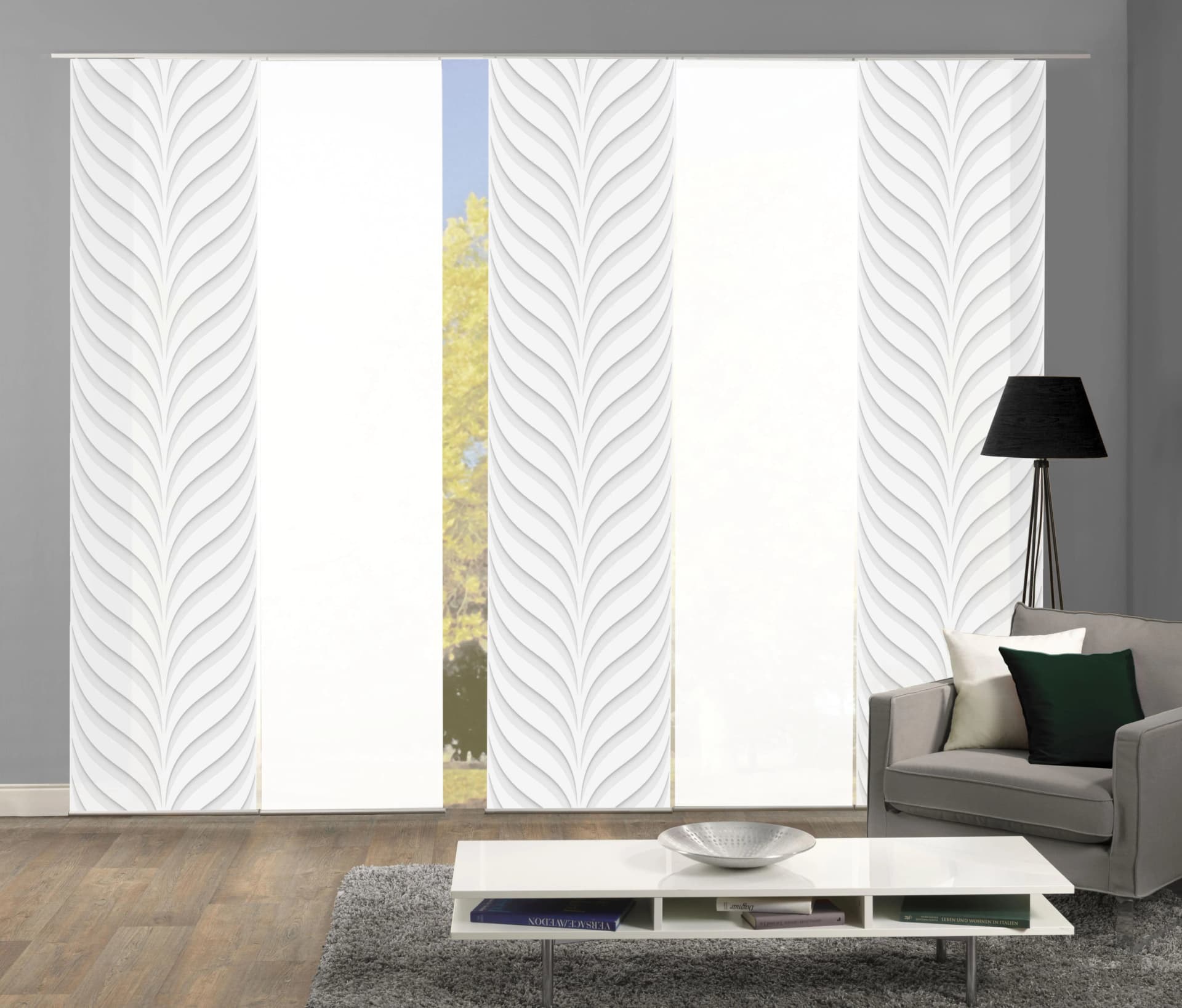 Schiebegardine HOME WOHNIDEEN "MURRAY 5er SET" Grau Seidenoptik