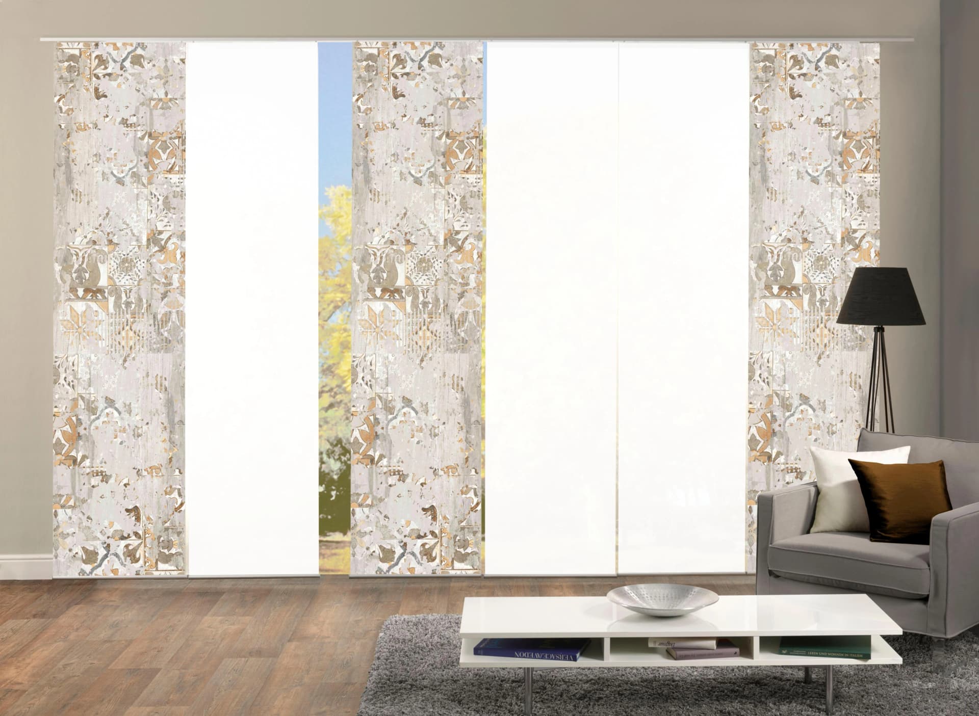HOME WOHNIDEEN Schiebegardine HOLNY 6er Set Taupe Polyester