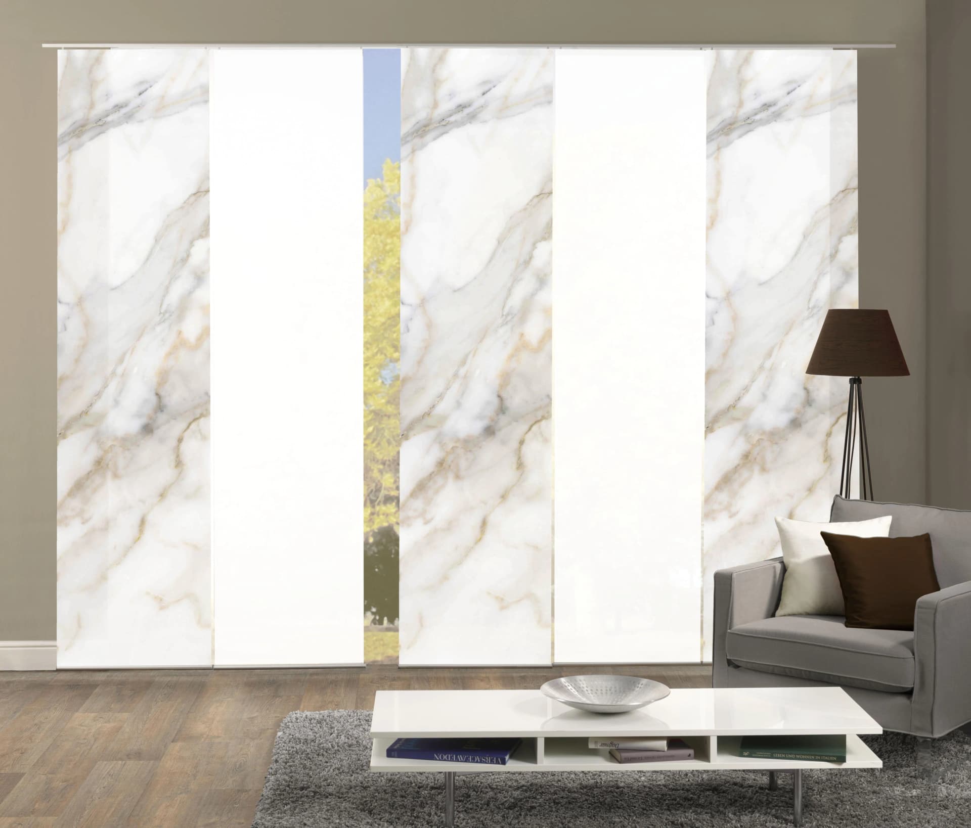HOME WOHNIDEEN SUMANI 5er Set Schiebegardine Beige Seidenoptik
