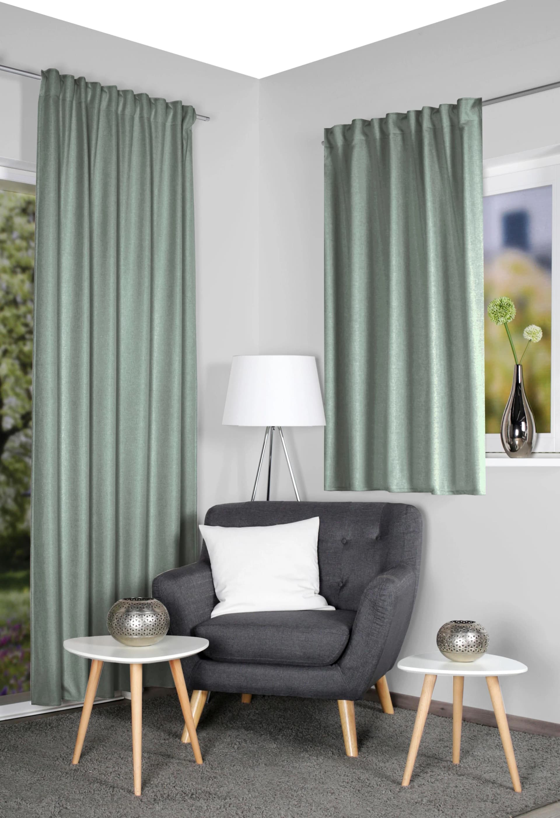 HOME WOHNIDEEN Vorhang ESKAMIO 100% Polyester Leinenstruktur Blickdicht Thermo