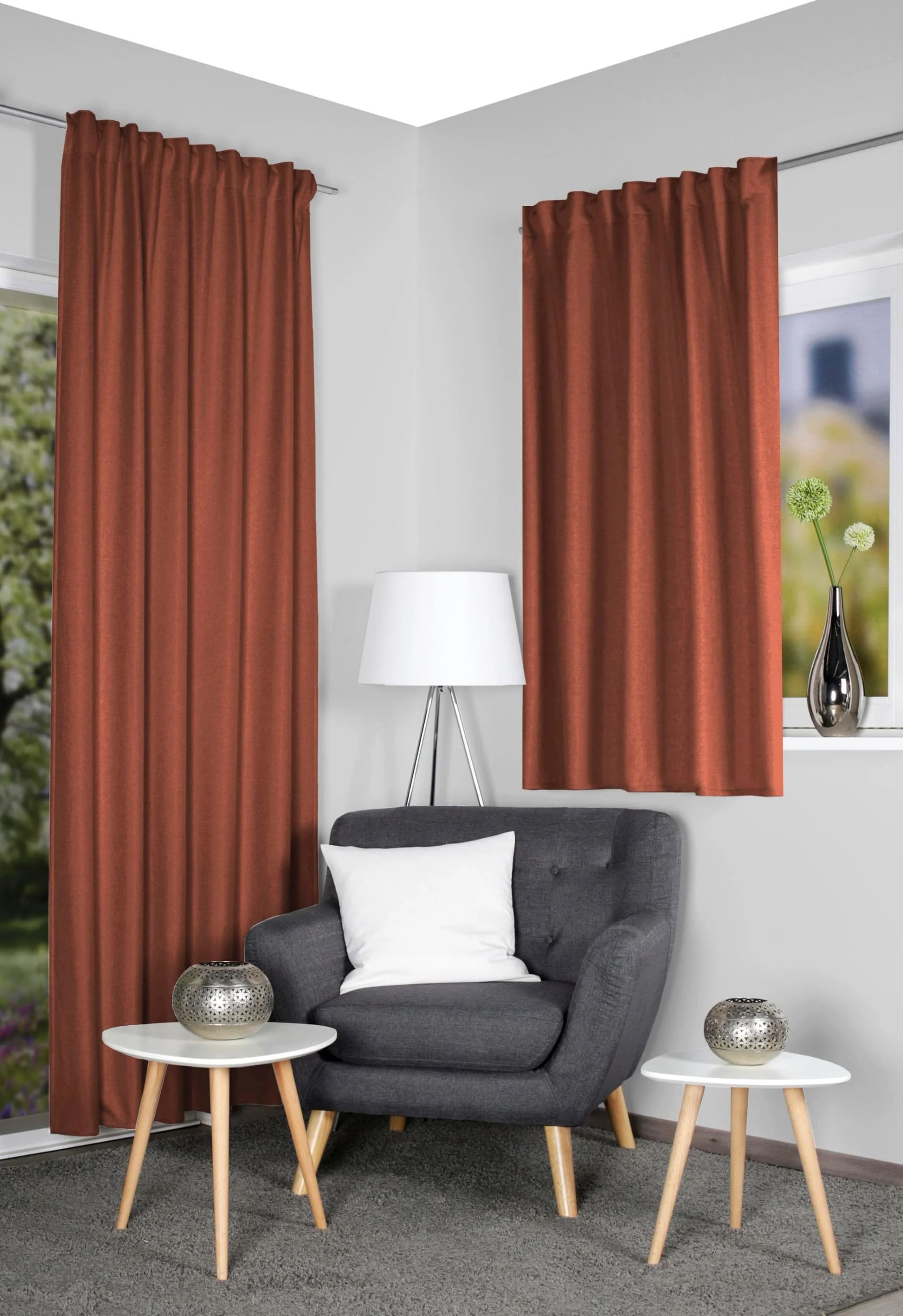 HOME WOHNIDEEN Vorhang ESKAMIO 270 cm Thermo Blickdicht Leinenstruktur