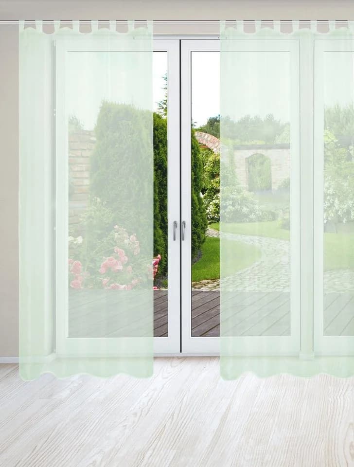 HOME WOHNIDEEN Vorhang NESSI 2er Pack Grün Uni Voile - Bild 3