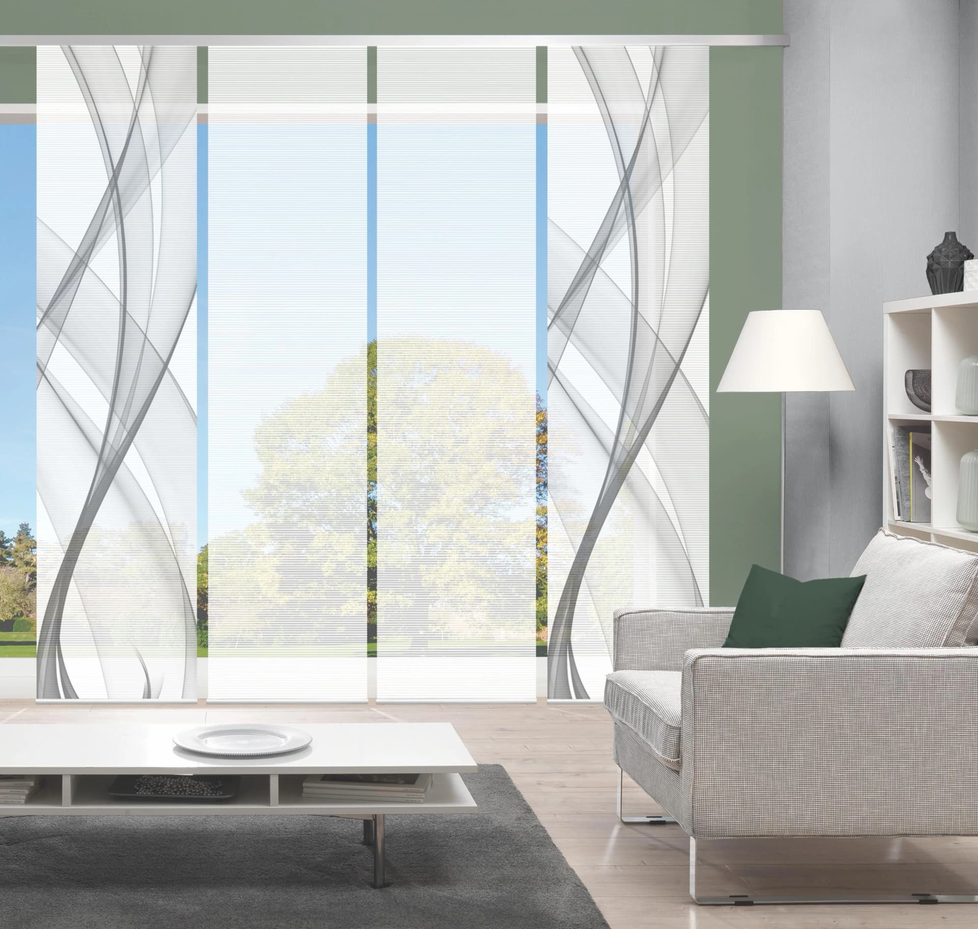 Vision Schiebegardine PACOLIA Grau Bambus-Optik Set mit Paneelwagen