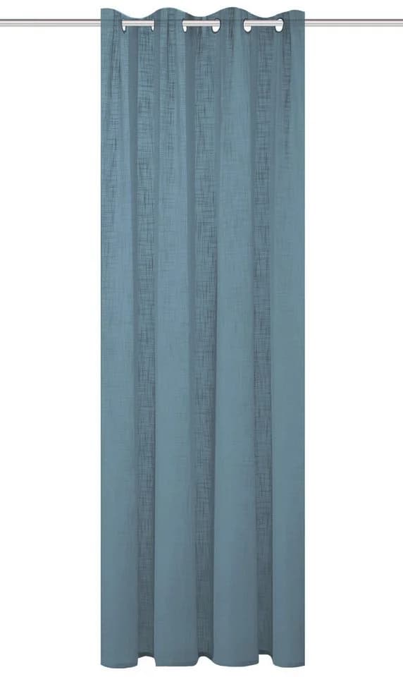 HOME BASICS Gardine SOFTY Rauchblau Leinenstruktur Ösen