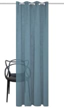HOME BASICS Gardine SOFTY Rauchblau Leinenstruktur Ösen Bild 3