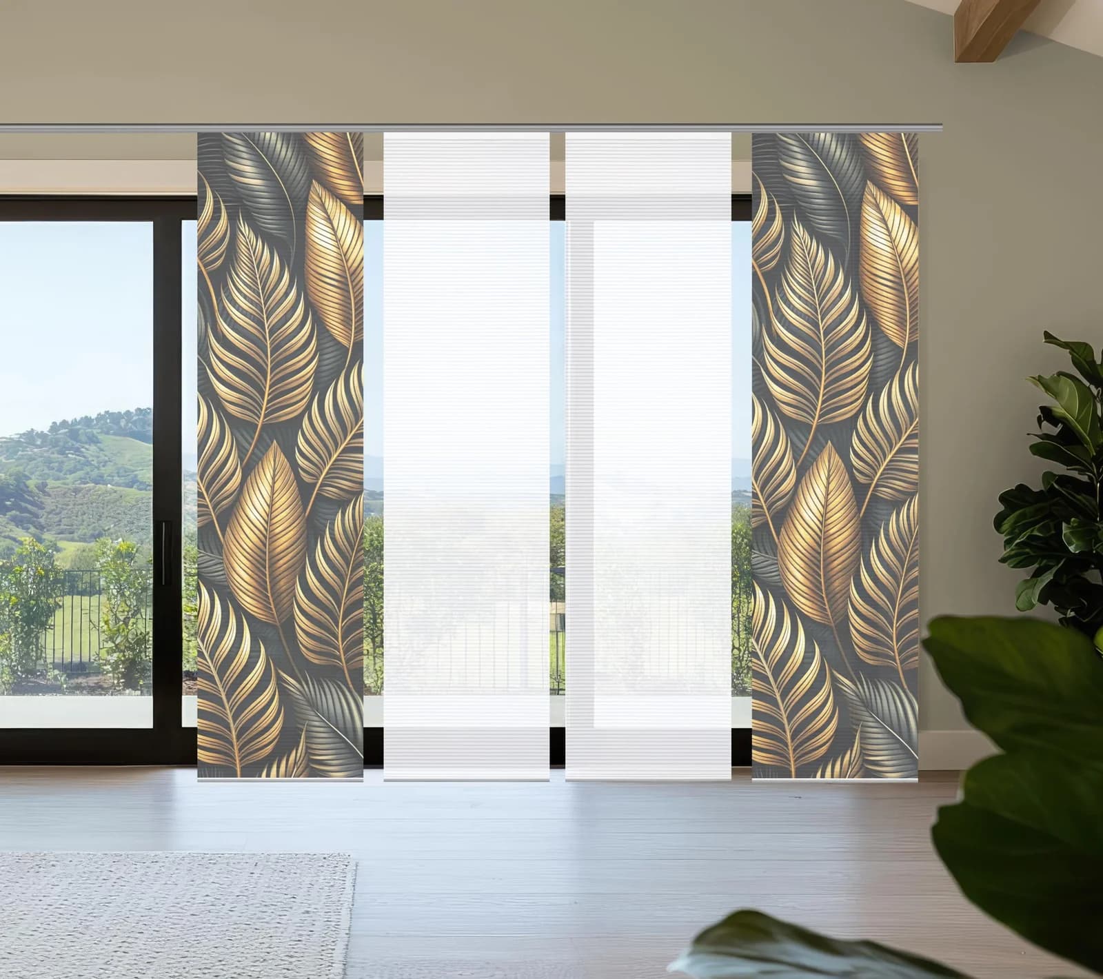 Schiebegardine ZEDRIC Gold Bambusoptik Polyester