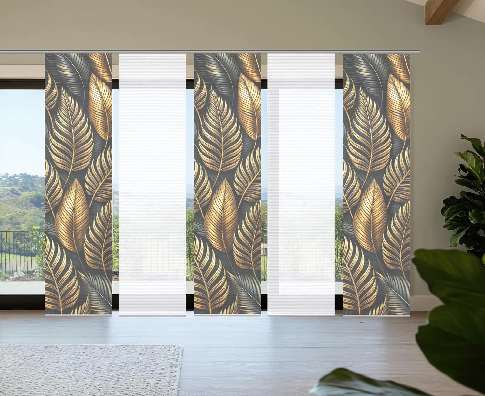 Schiebegardine HOME IN GREEN ZEDRIC Gold Bambusoptik