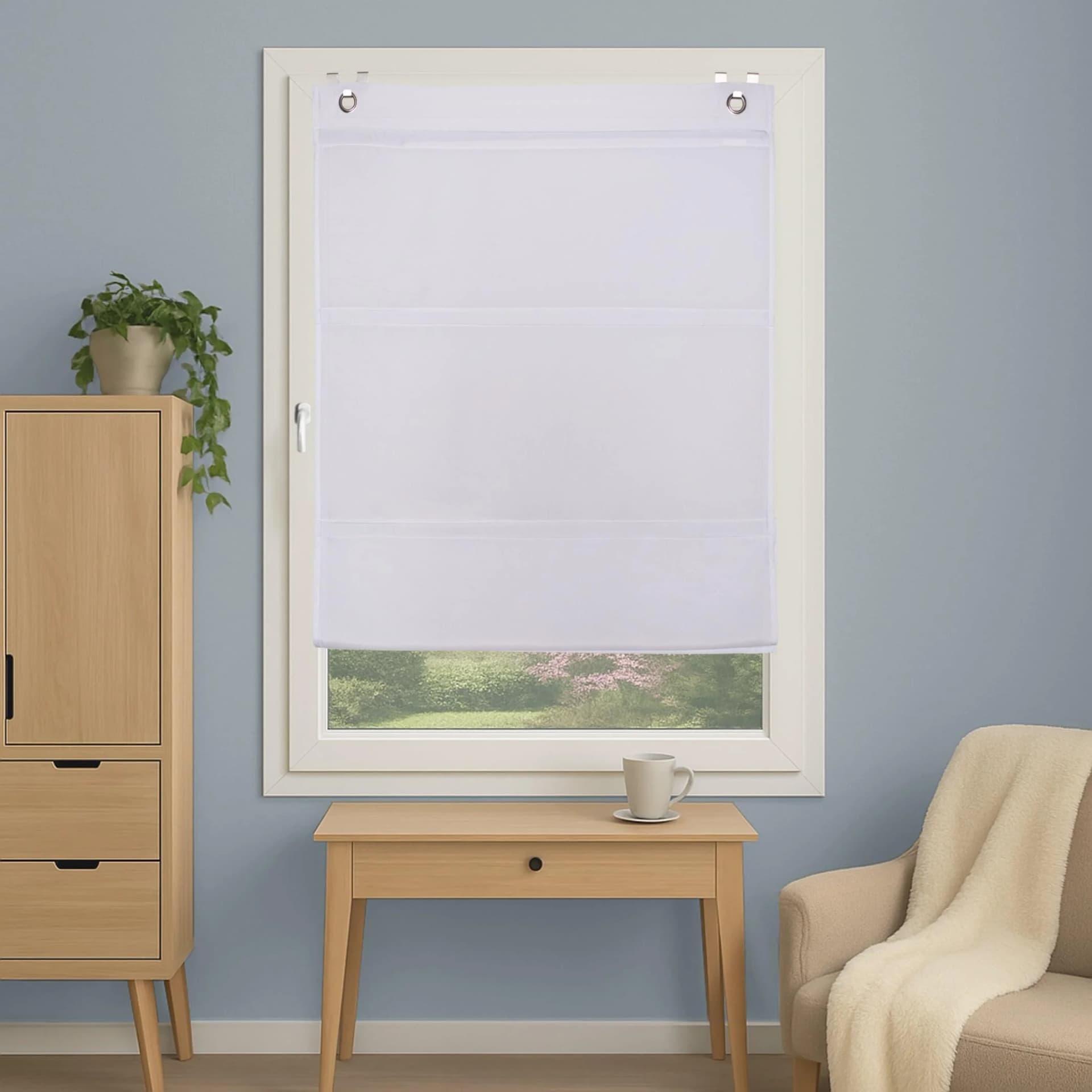 HOME WOHNIDEEN Magnetrollo Abelia Weiß Uni Blickdicht