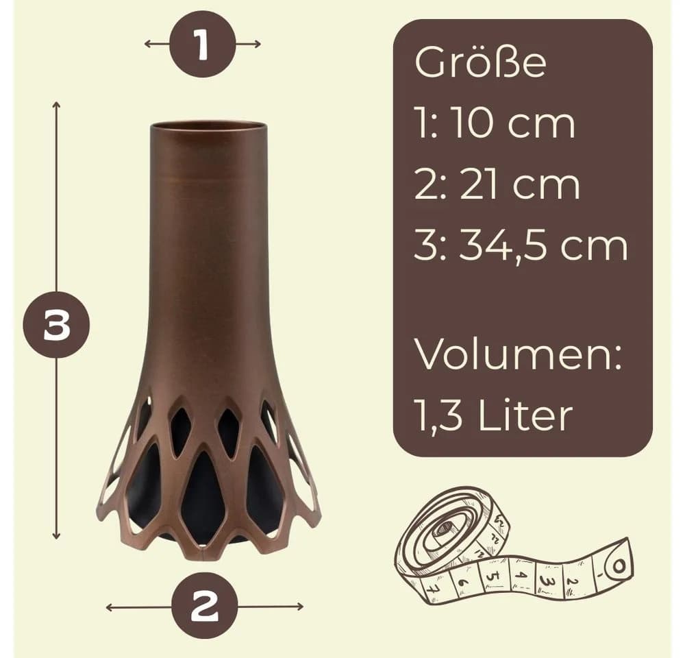 GarPet Grabvase mit Sockel Wetterfest Frostsicher Kunststoff Bronze