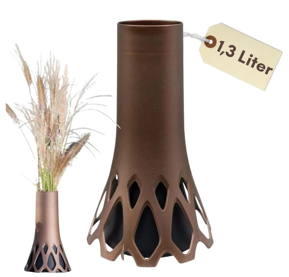 GarPet Grabvase mit Sockel Wetterfest Frostsicher Kunststoff Bronze - Bild 2
