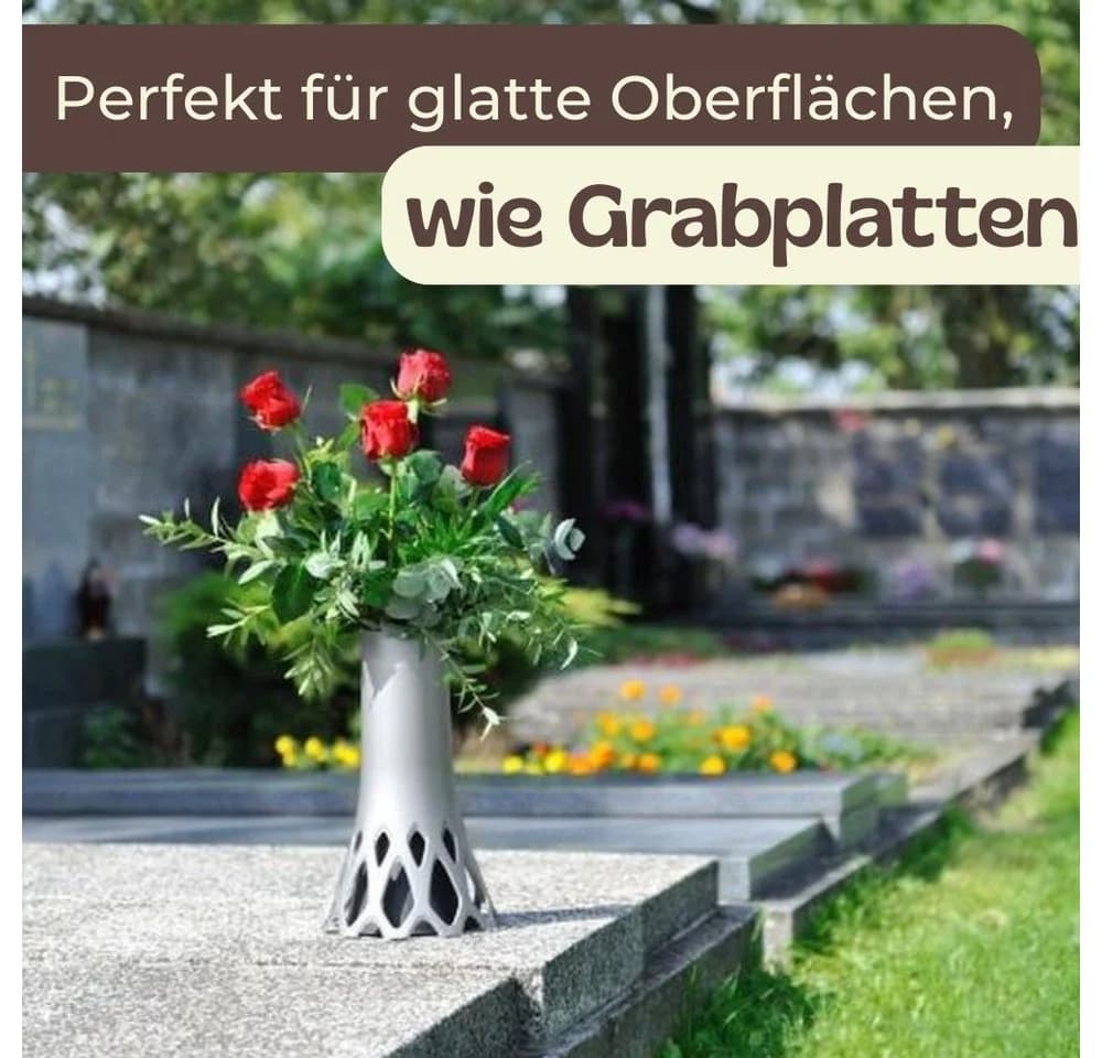 GarPet Grabvase mit Sockel Wetterfest Frostsicher Kunststoff Bronze - Bild 5