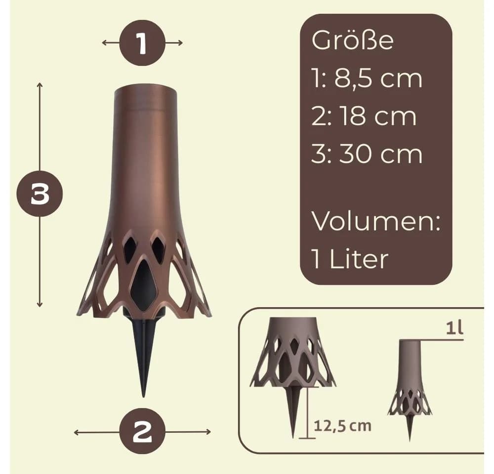 GarPet Grabvase mit Erdspieß Wetterfest Anthrazit/Bronze