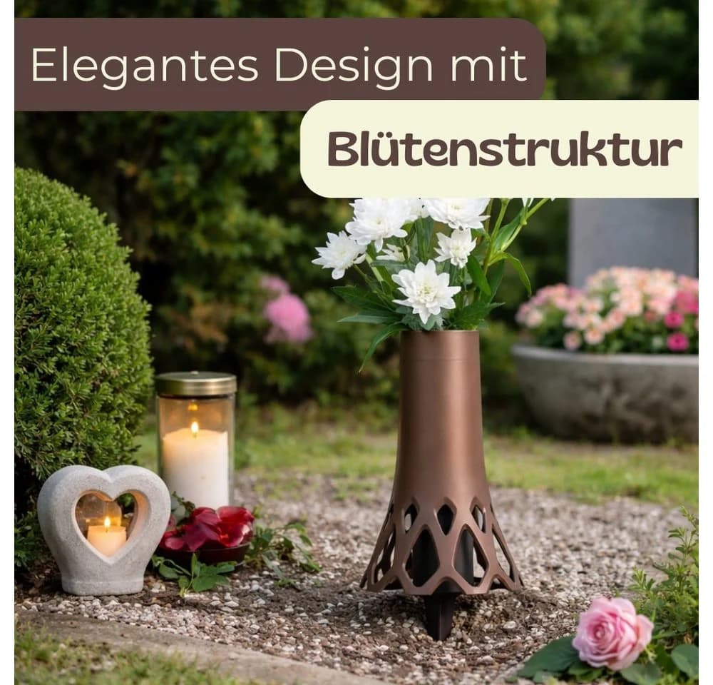 GarPet Grabvase mit Erdspieß Wetterfest Anthrazit/Bronze - Bild 5