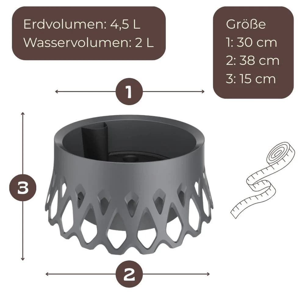 GarPet Grabschale mit Selbstbewässerung Anthrazit/Bronze