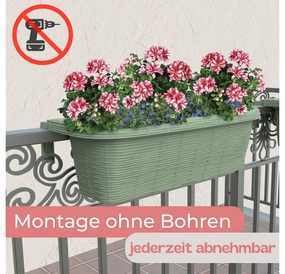 GarPet Balkonkasten 60 cm Anthrazit mit Wasserspeicher und Halterung - Bild 3