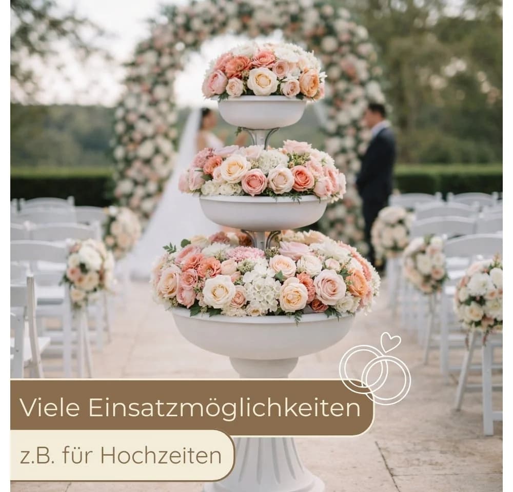 GarPet 3-stöckiger Pflanzturm Grau/Weiß Kunststoff Blumenständer - Bild 5