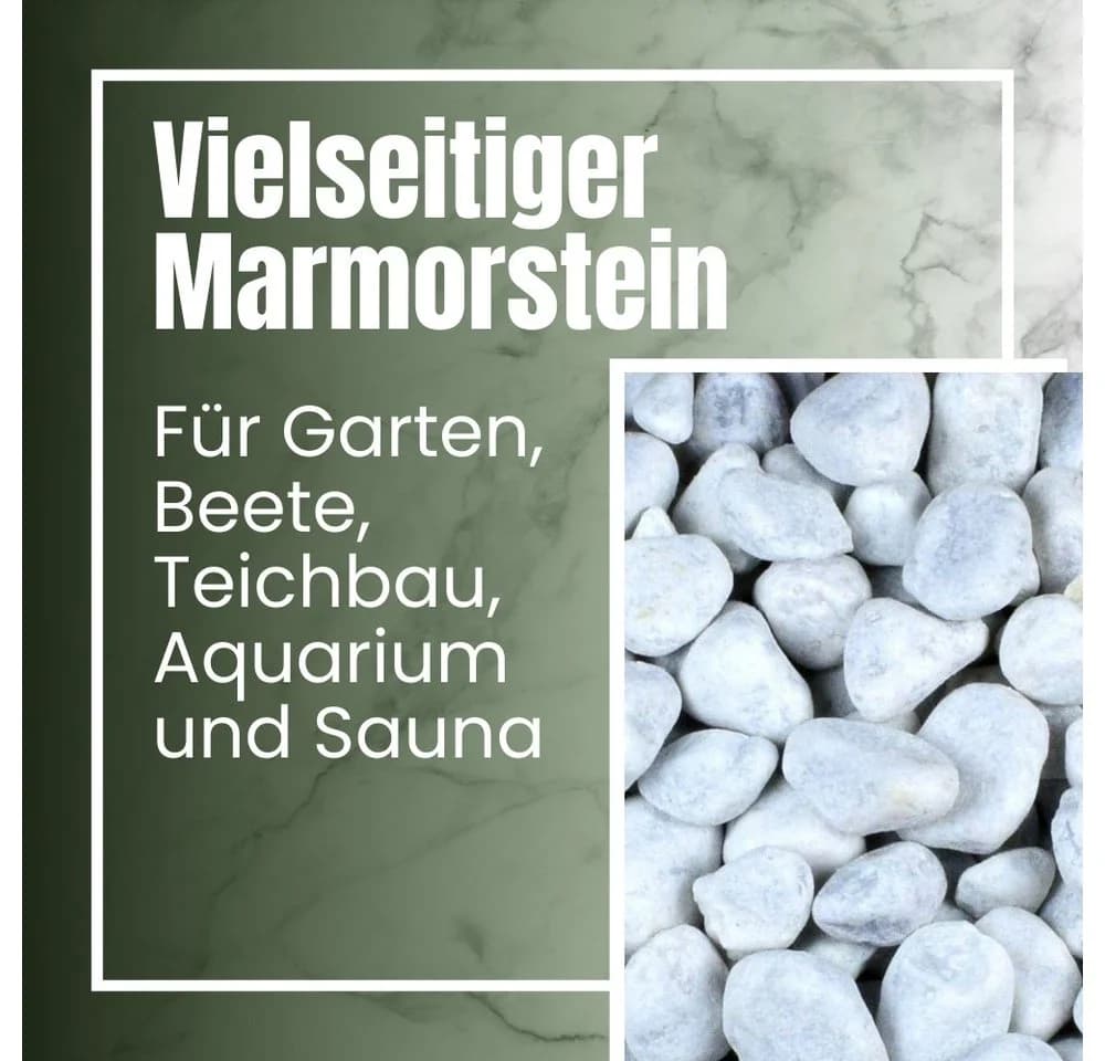 GarPet Carrara Weiß Marmorkies 25 kg Zierkies Garten Aquarium - Bild 3