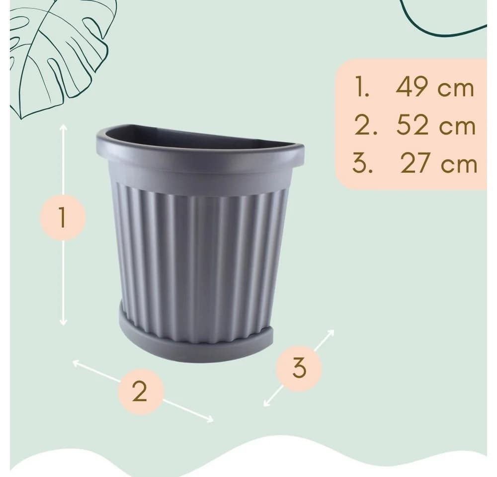 GarPet Pflanzkübel Halbrund Groß 35L Grau Terrakotta