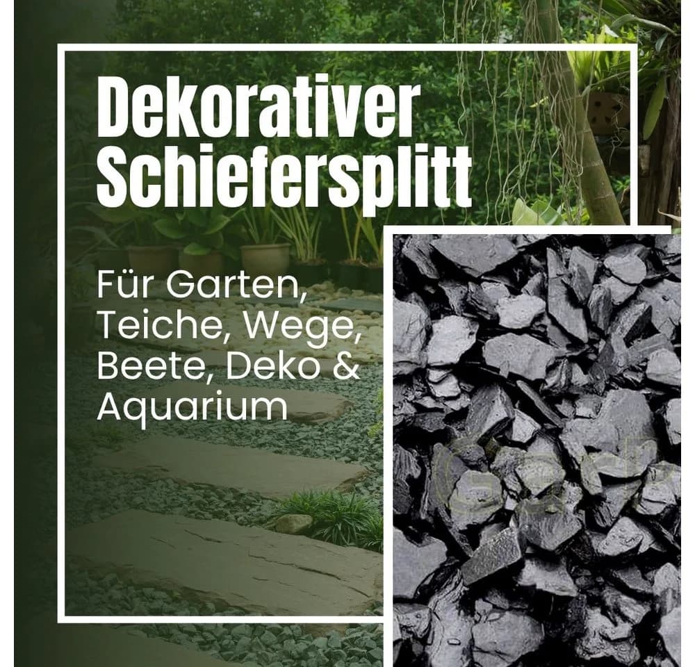 GarPet Schiefersplitt Schwarz 25 kg Zierkies Garten Teich Aquarium - Bild 3