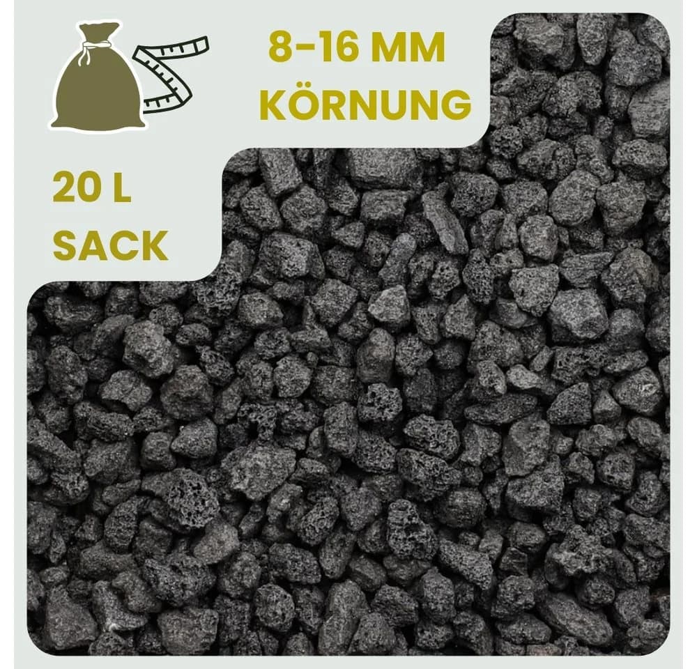 GarPet Lavasteine Anthrazit 20L Lavagranulat für Garten, Aquarium & Grill