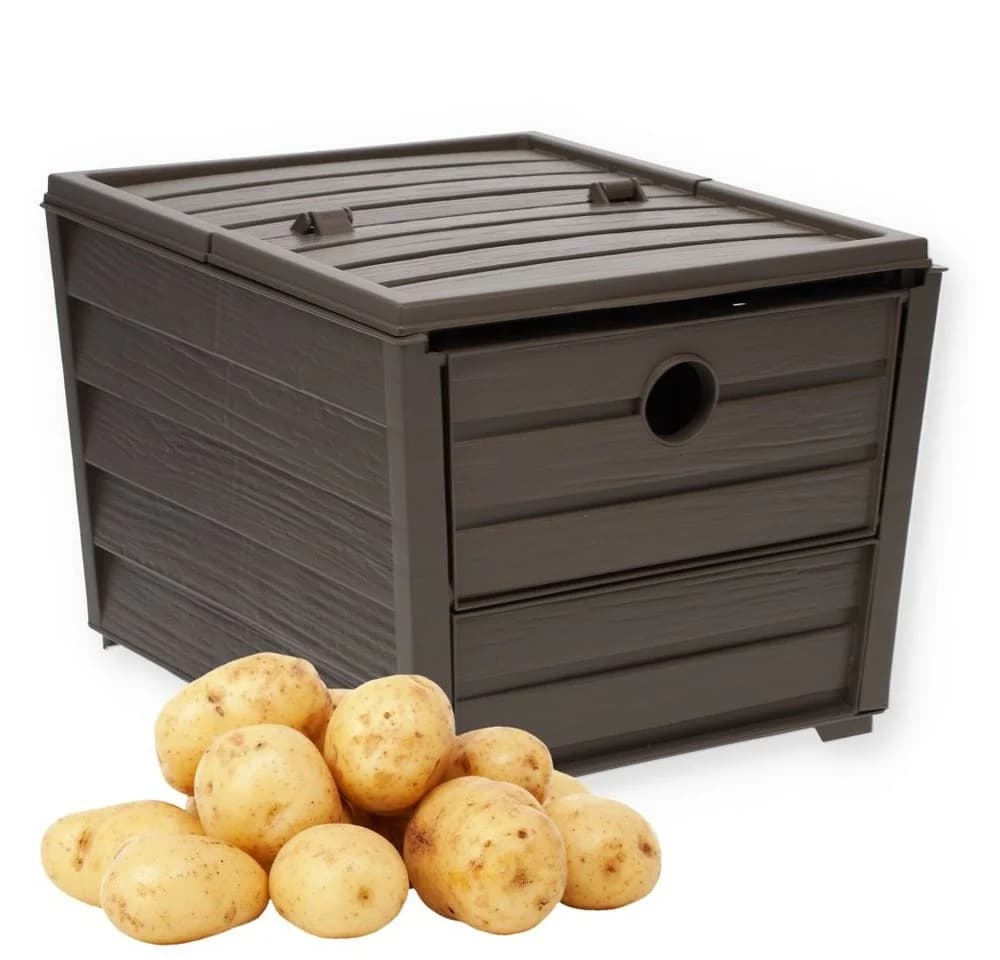 GarPet Kartoffelkiste Braun Holzoptik mit Trenner und Frontklappe - Bild 2