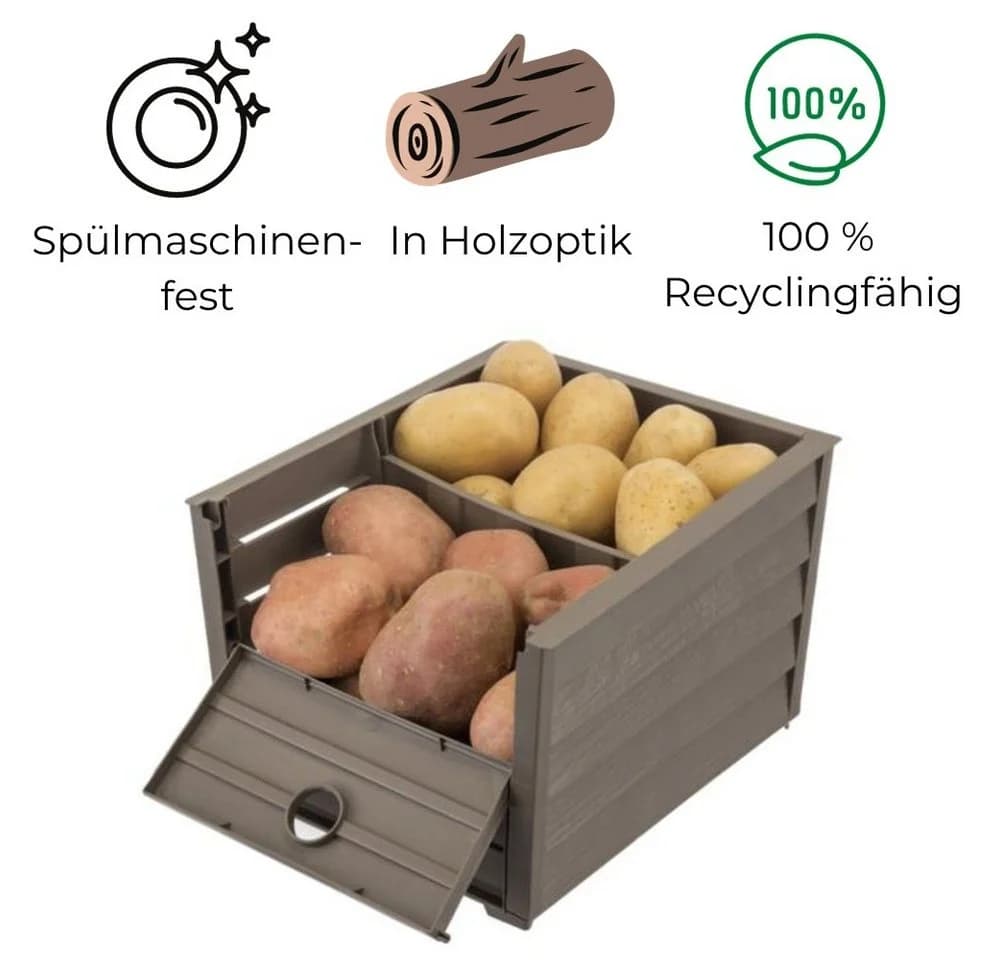 GarPet Kartoffelkiste Braun Holzoptik mit Trenner und Frontklappe - Bild 4