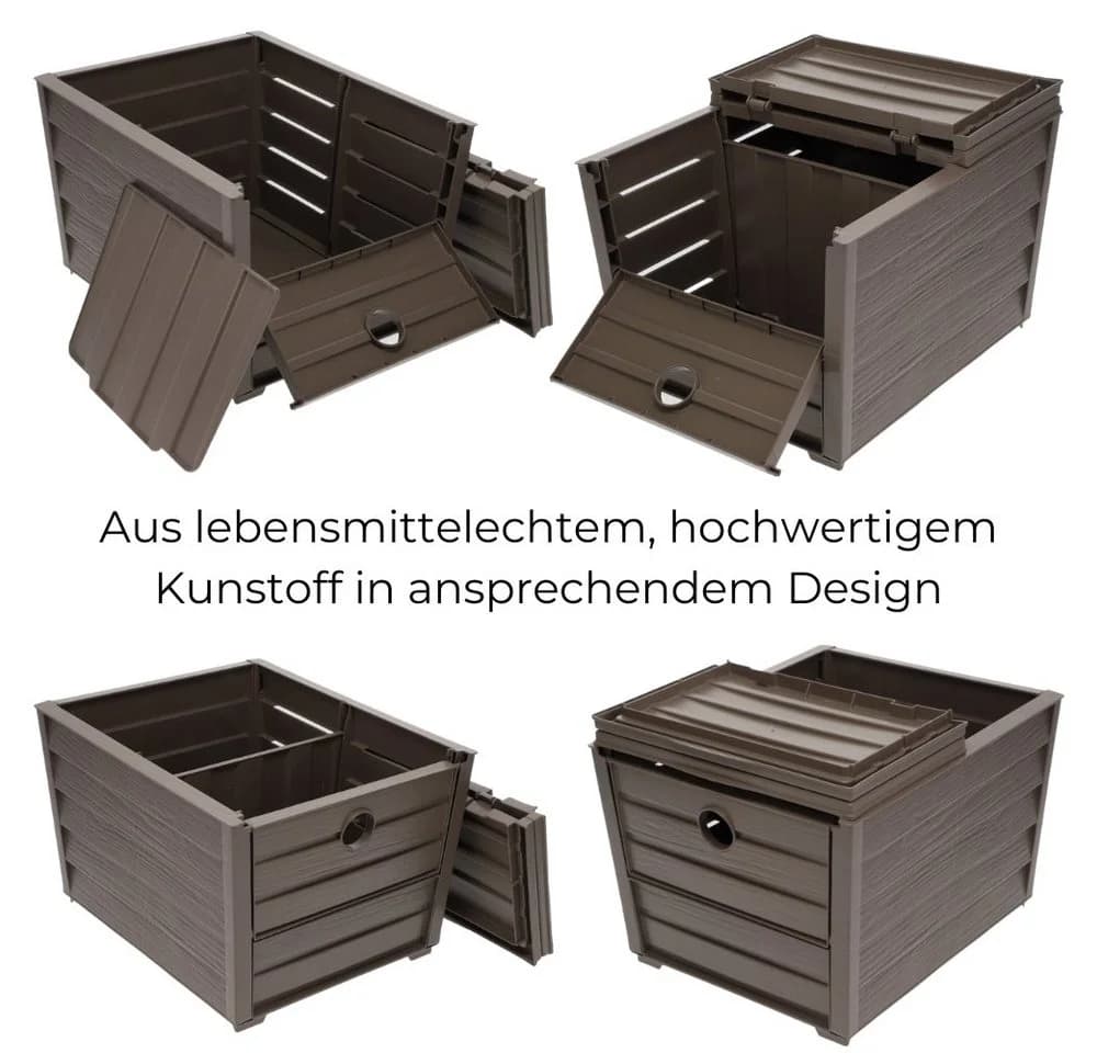 GarPet Kartoffelkiste Braun Holzoptik mit Trenner und Frontklappe - Bild 5