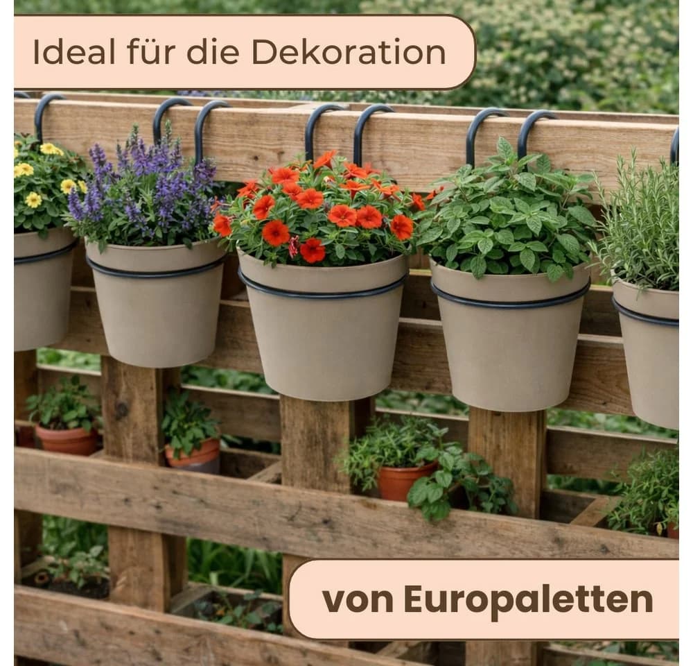 GarPet Hängender Blumentopf 5er Set Taupe Metall - Bild 3