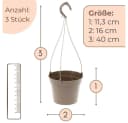 GarPet Blumenampel 3er Set Hängeblumentopf Taupe Bild 1