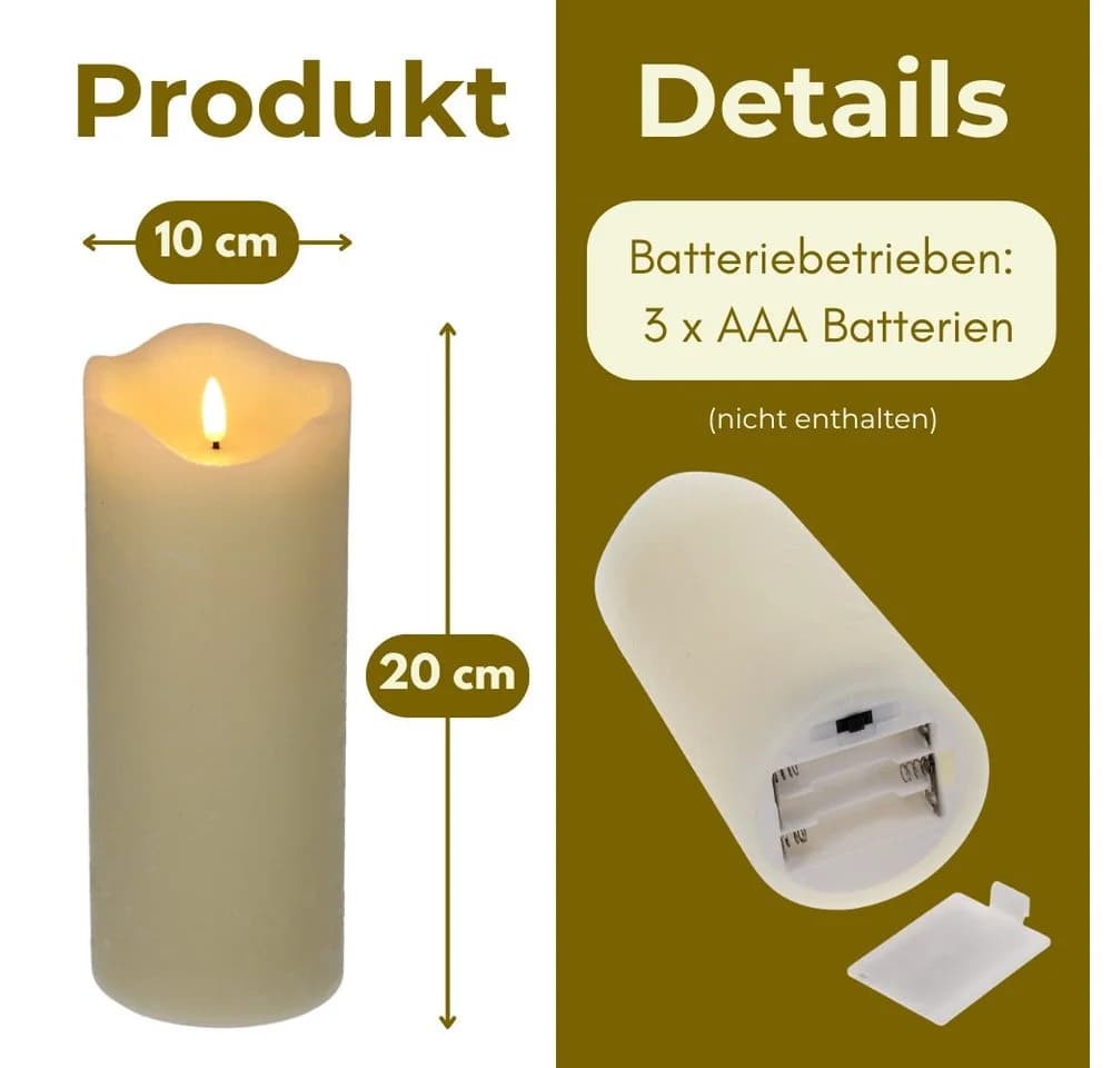 GarPet LED-Kerze mit Timerfunktion und Echtwachs-Hülle