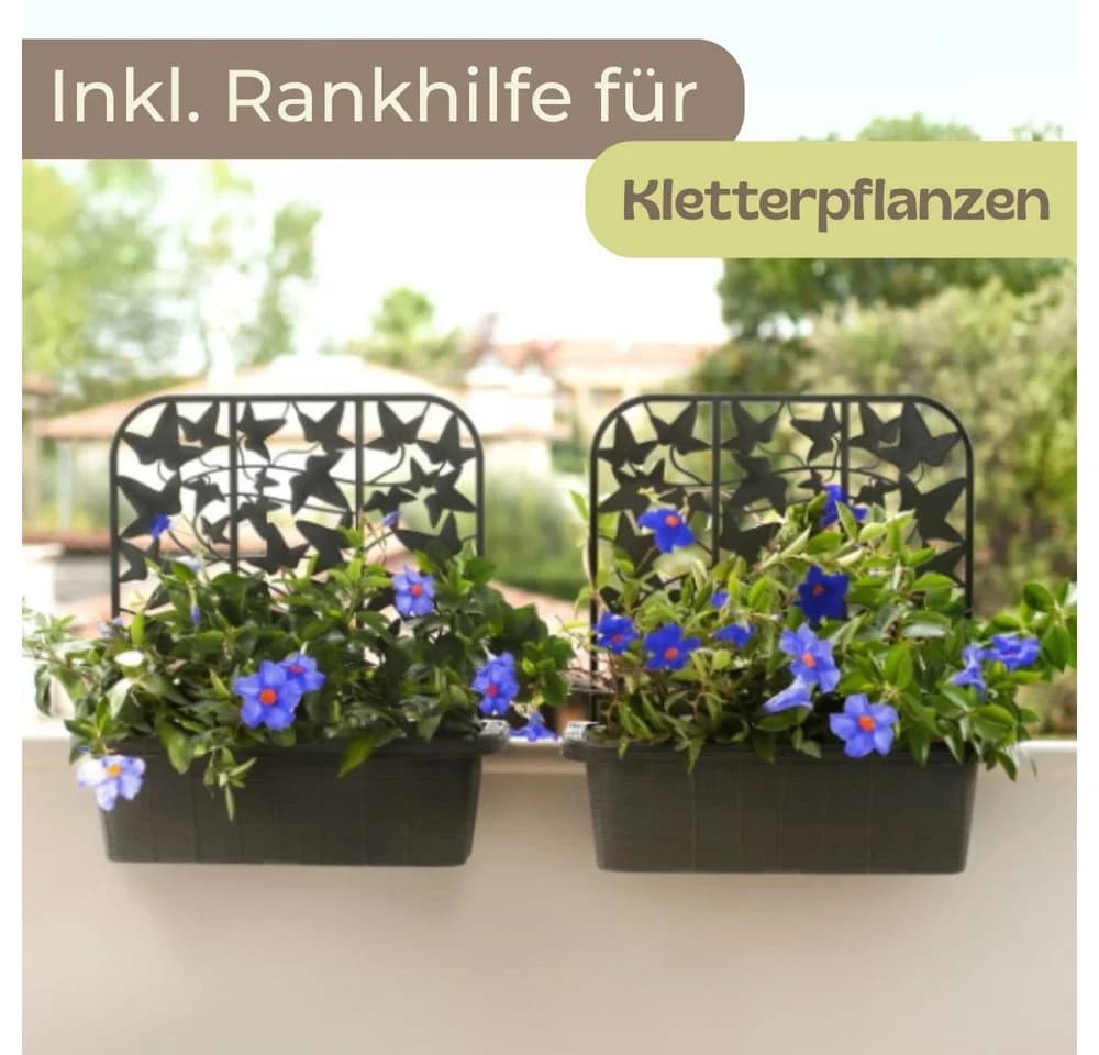 GarPet Blumenkasten 2er Set Anthrazit/Weiß mit Spalier Wasserspeicher - Bild 3