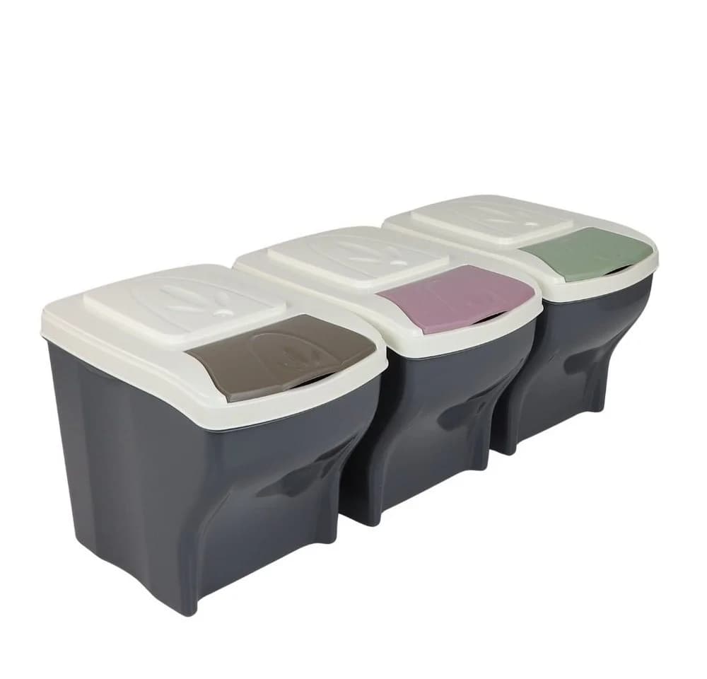GarPet Mülltrennsystem 3x20L Mülleimer Küche Unterschrank grau - Bild 2
