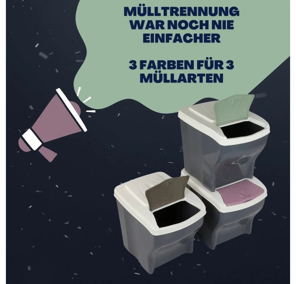 GarPet Mülltrennsystem 3x20L Mülleimer Küche Unterschrank grau - Bild 3