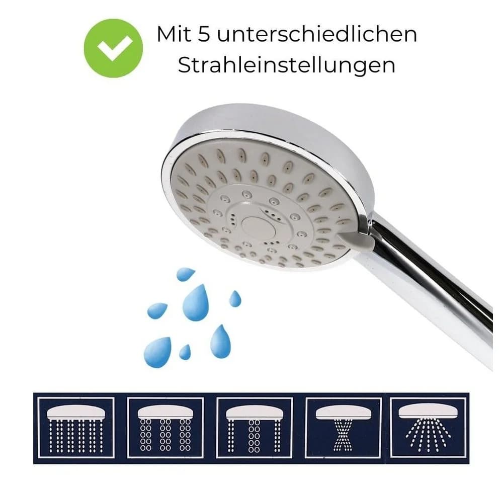 GarPet Handbrause Duschkopf 5 Funktion Chromfarben - Bild 3