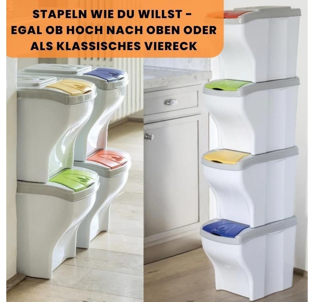 GarPet Mülltrennsystem 4 Fächer Bunt Kunststoff - Bild 5