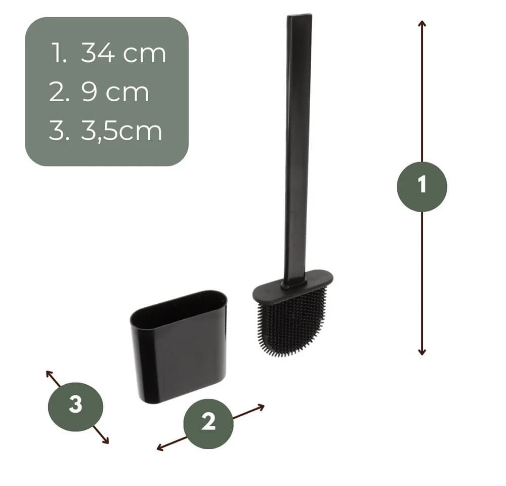 GarPet WC-Garnitur 2er Set Silikon Klobürste Schwarz Wandmontage