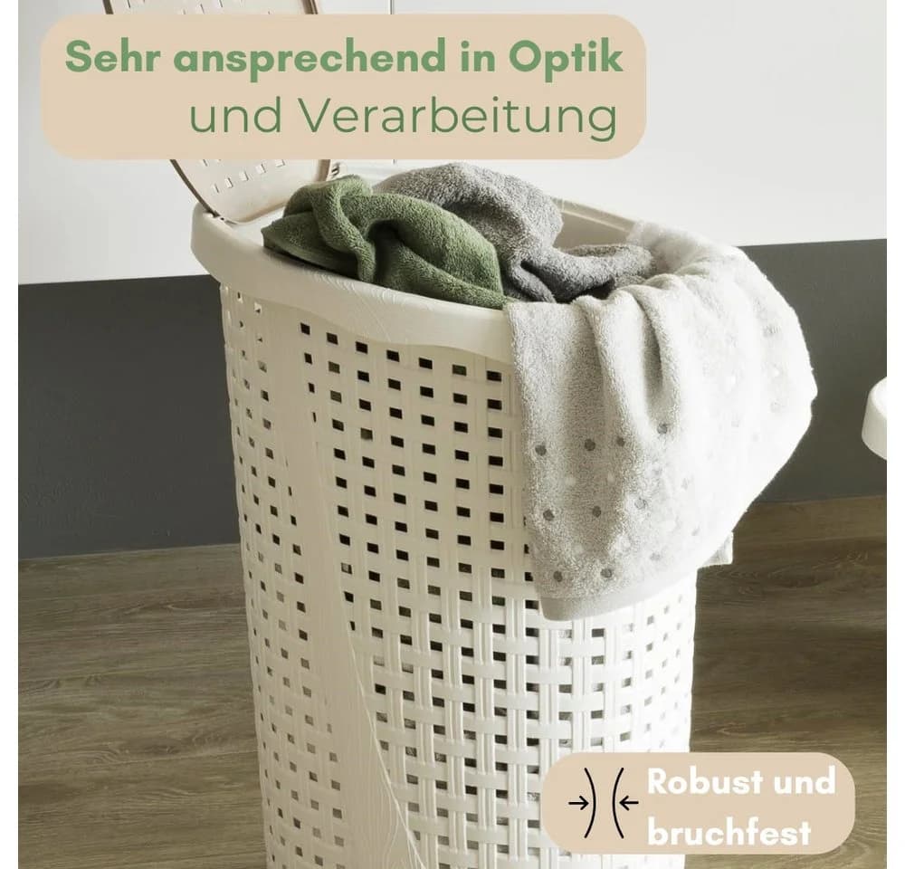 GarPet Wäschetruhe mit Deckel Weiß Kunststoff 43 Liter - Bild 4