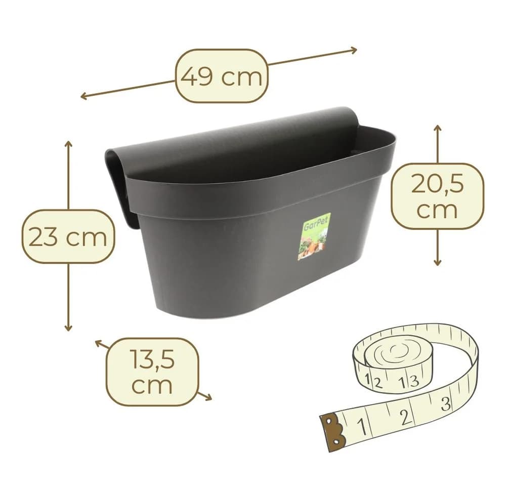 GarPet Balkonkasten 2er Set Anthrazit mit Wasserspeicher