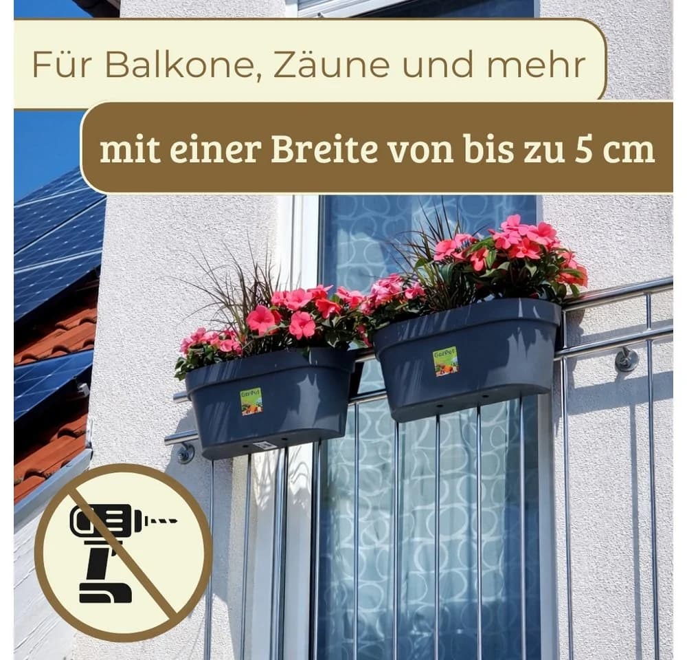 GarPet Balkonkasten 4er Set Anthrazit mit Wasserspeicher - Bild 4