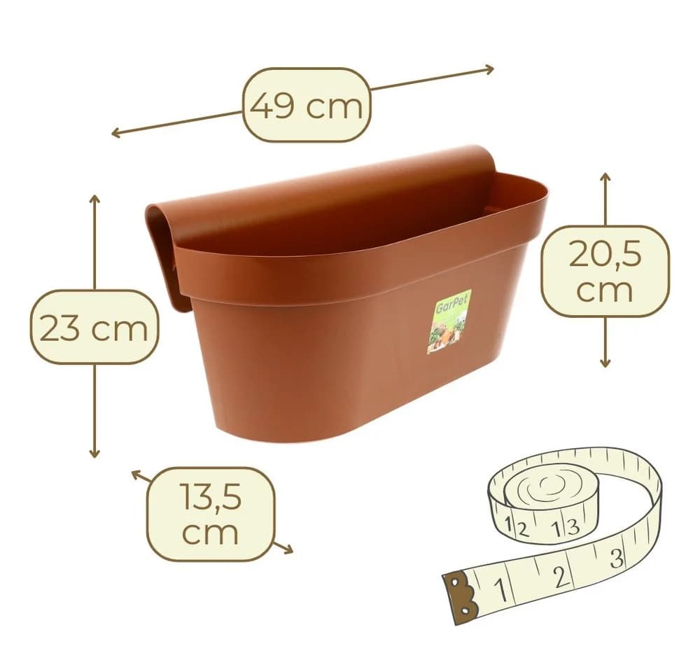 GarPet Balkonkasten 4er Set mit Wasserspeicher Terracotta